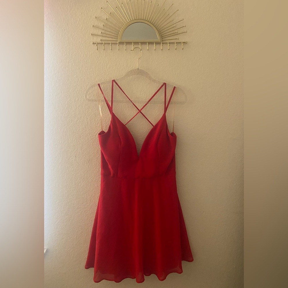 Charlotte Russe, Red flowy dress, above the knee length